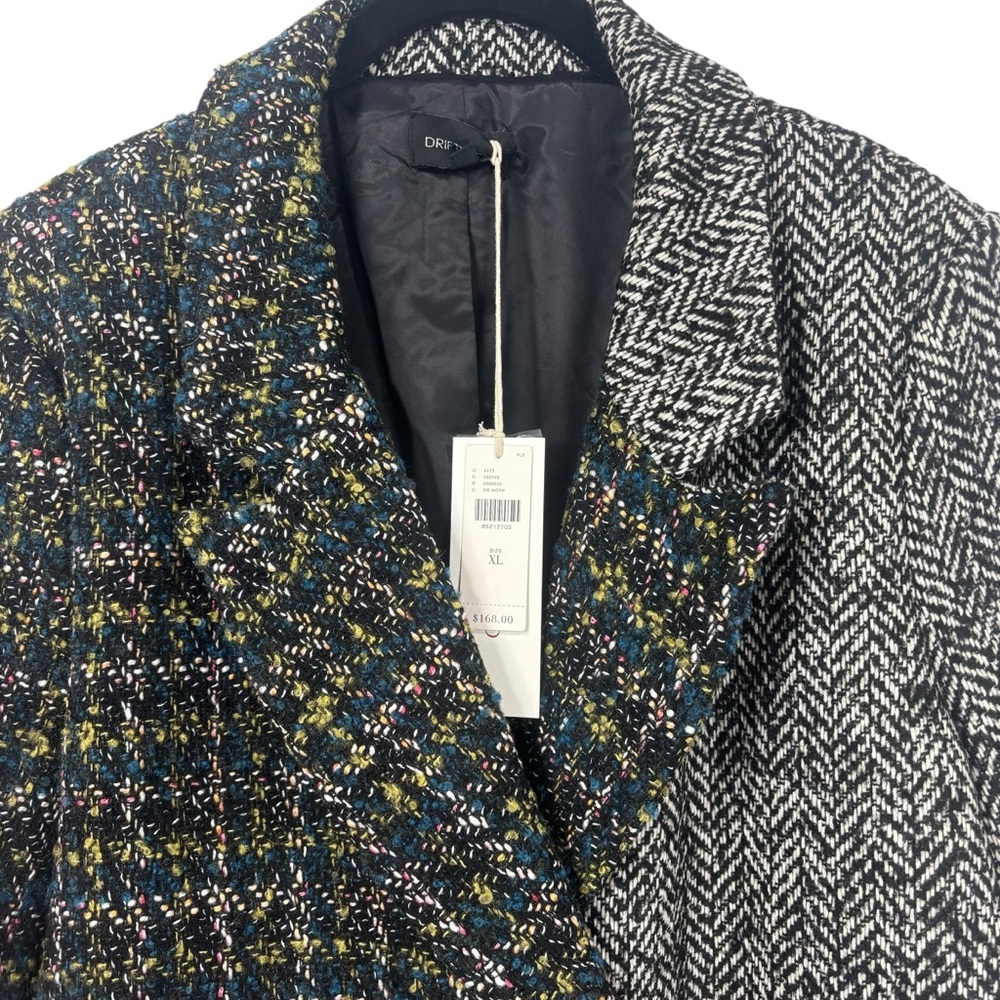 Driftwood Herringbone Tweed Wool Multi Mixed Print Double Blazer NEW Size XL - Picture 5 of 11